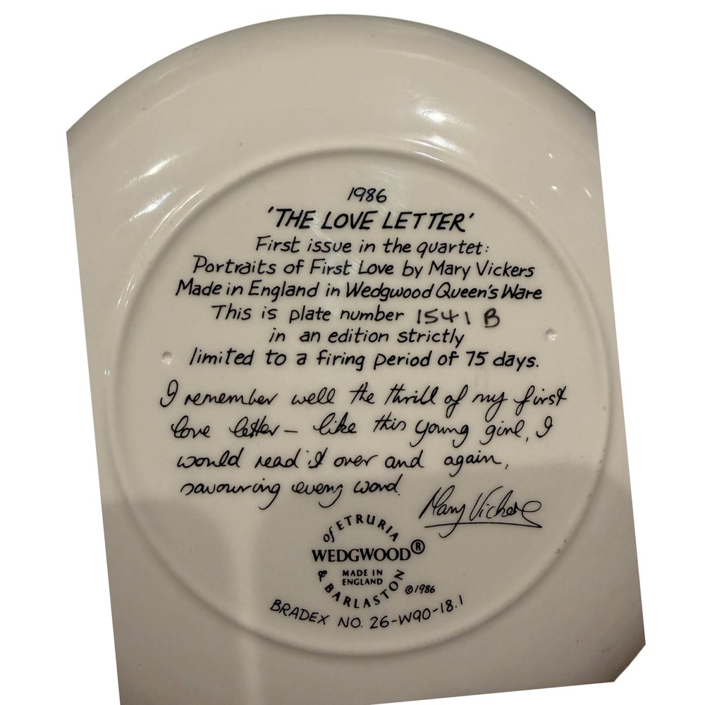 Vintage "The Love Letter" Plate Wedgewood Of Etruria And Barlaston Decorative... - Picture 8 of 8